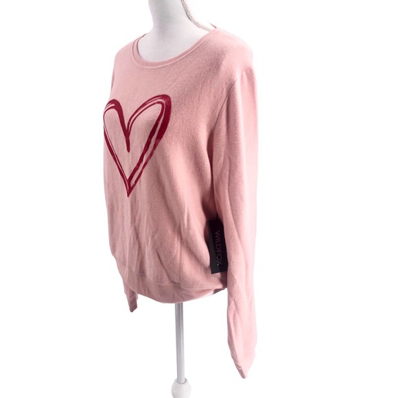 Wildfox NEW Women Size Medium Sketchy Heart Graphic Fleece Sweatshirt Pullover - Picture 5 of 8